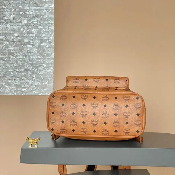 MCM Tan Leather Backpack/purse with Gold Accents - Picture 5 of 9